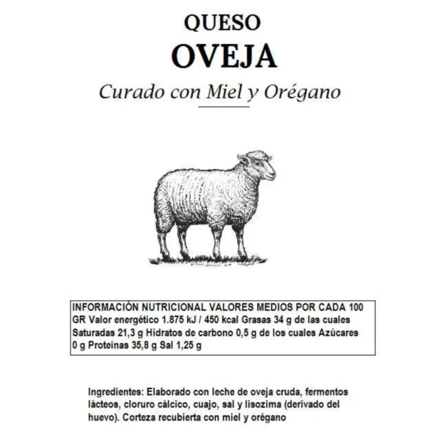 valores nustricionales del queso miel y oregano
