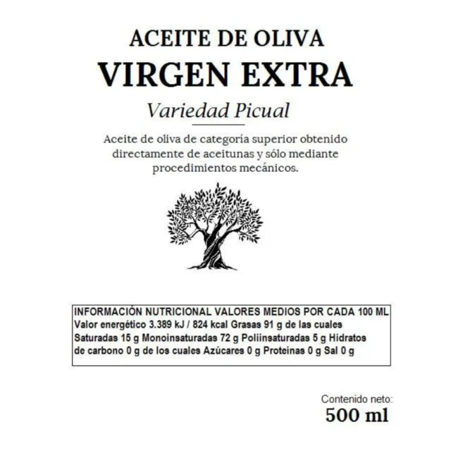 valores nutricionales del aceite picual