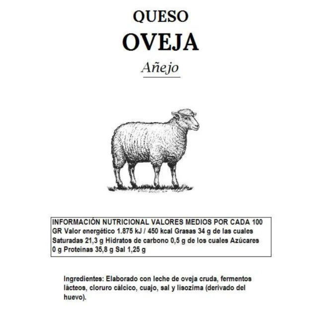 valores nutricionales del queso anejo de oveja