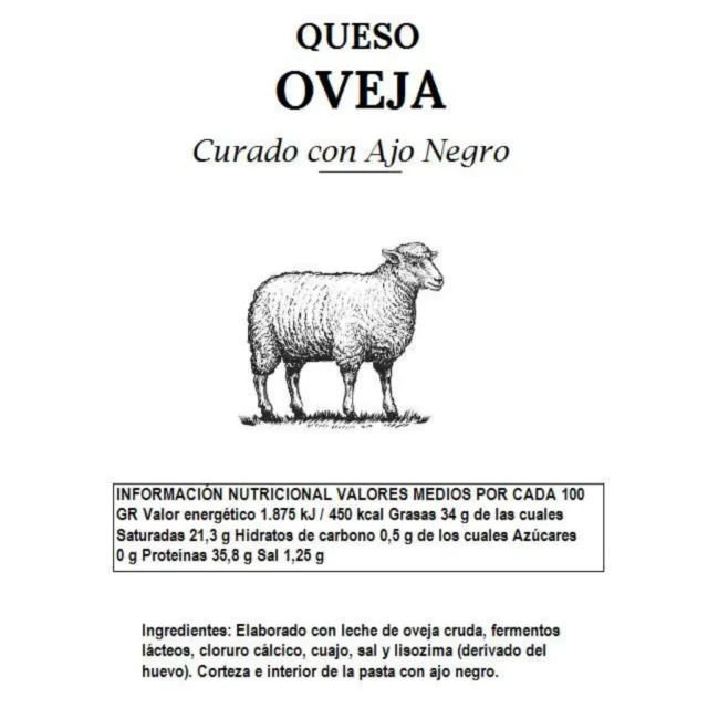 valores nutricionales del queso de ajo negro