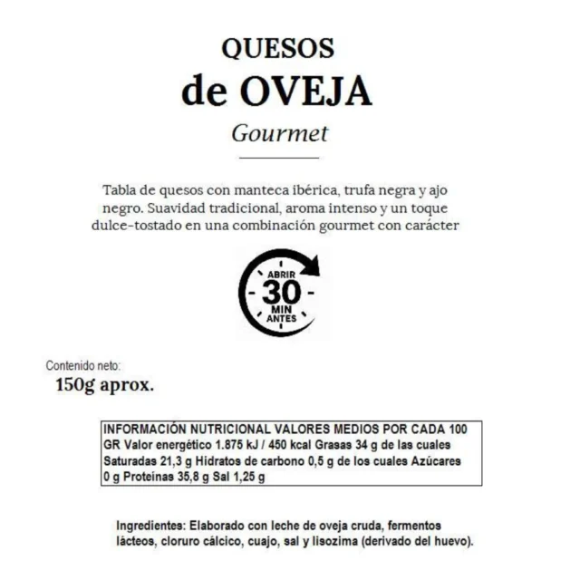 valores nutricionales de los quesos gourmet