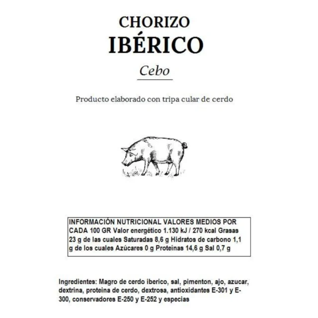 valores nutricionales del chorizo iberico
