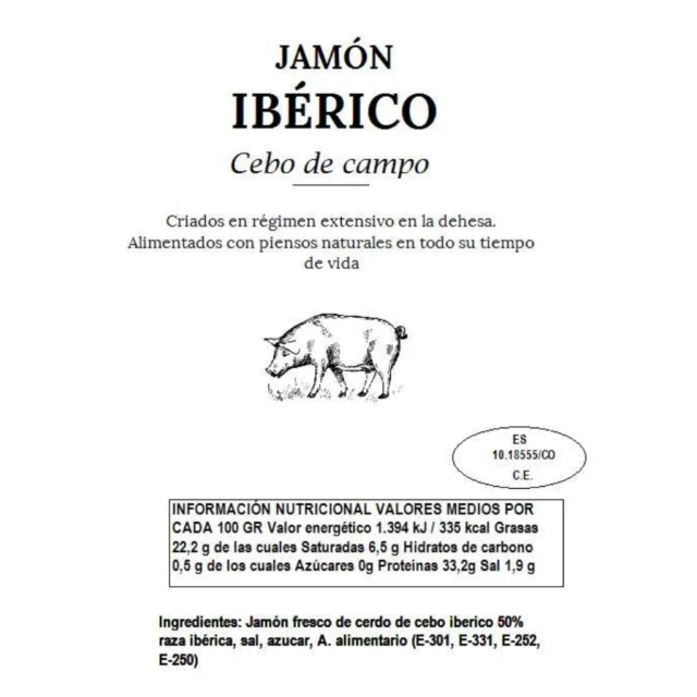 valores nutricionales del jamon iberico de cebo de campo