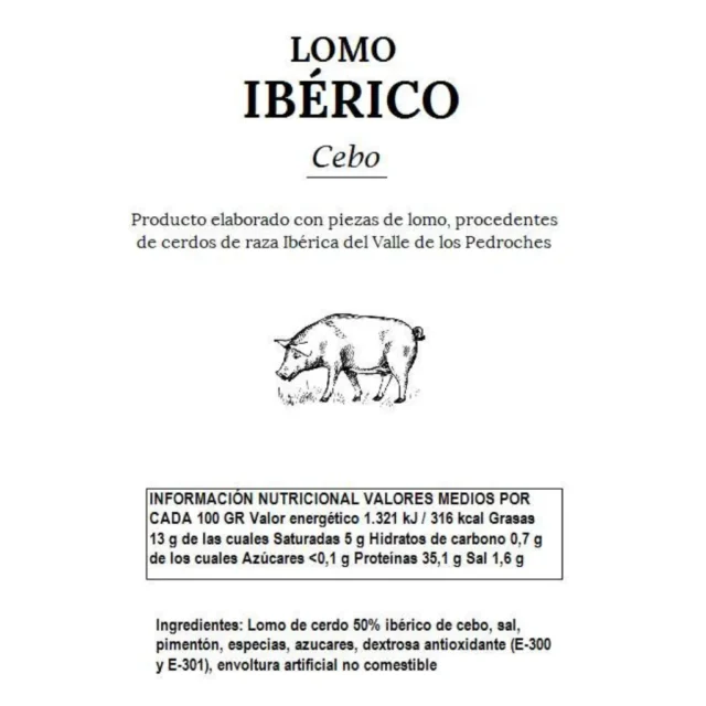valores nutricionales del lomo iberico