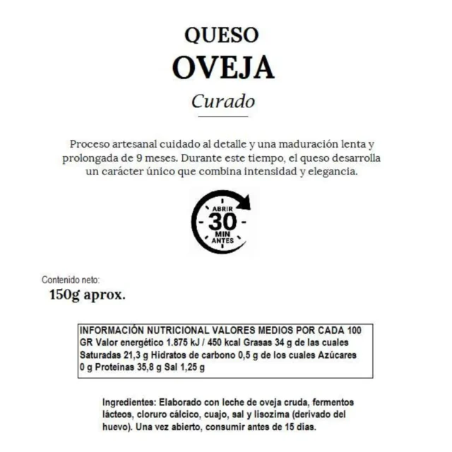 valores nutricionales del queso curado