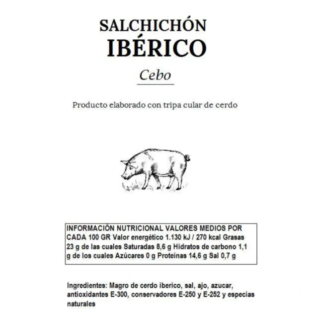 valores nutricionales del salchichon