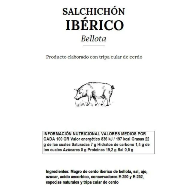 valores nutricionales del salchichon iberico de bellota
