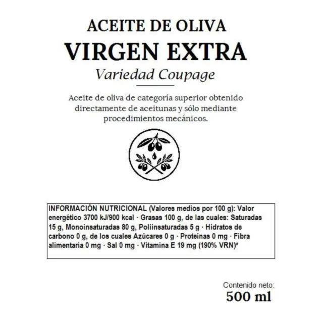 valores nutricionales aceite coupage