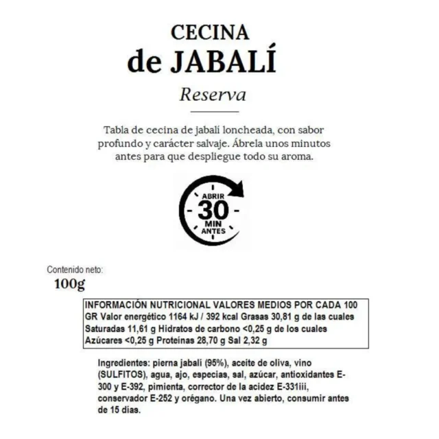 valores nutricionales cecina de jabali loncheada