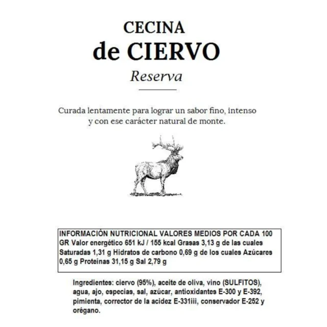 valores nutricionales de cecina de ciervo