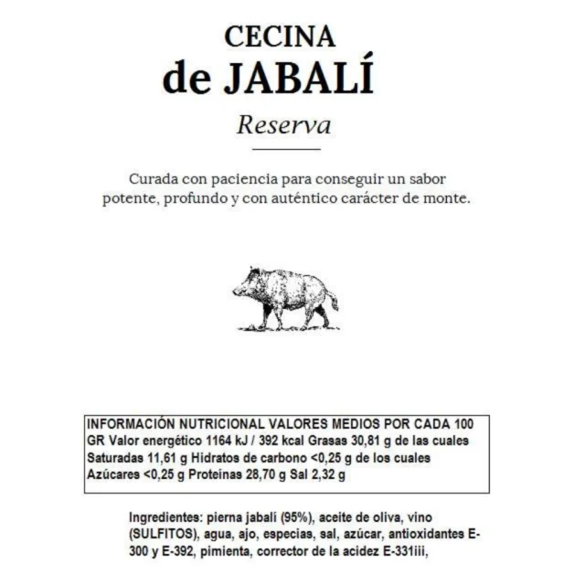 valores nutricionales de cecina de jabali