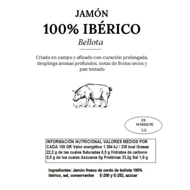 valores nutricionales jamon iberico de bellota