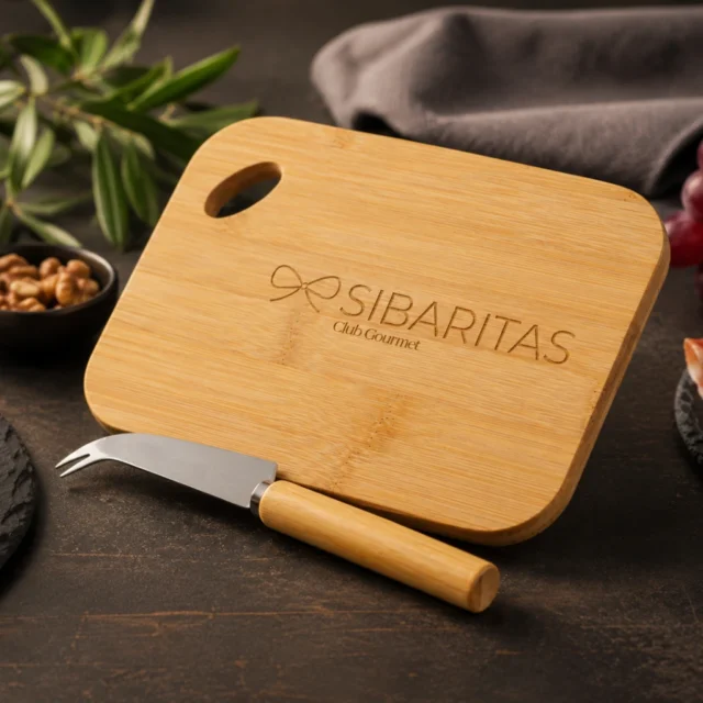 tabla con cuchillo para quesos