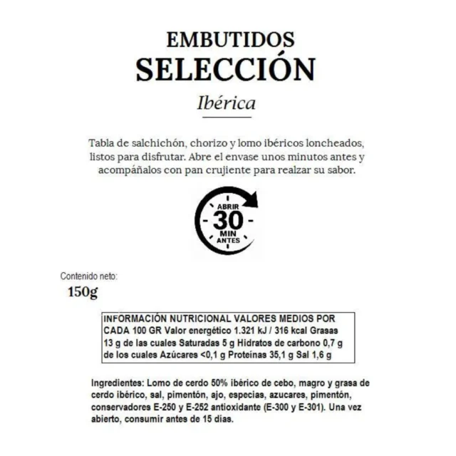 valores nutricionales de embutidos ibericos
